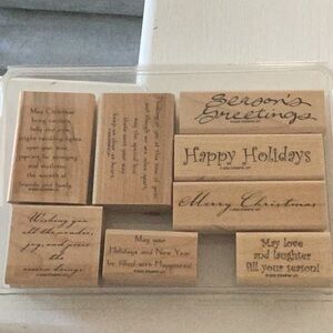 Vintage 2003 Stampin' Up! Wooden Holiday Stamps Set